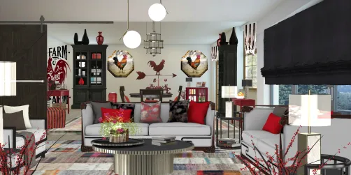 Country dining room and contemporary LR.