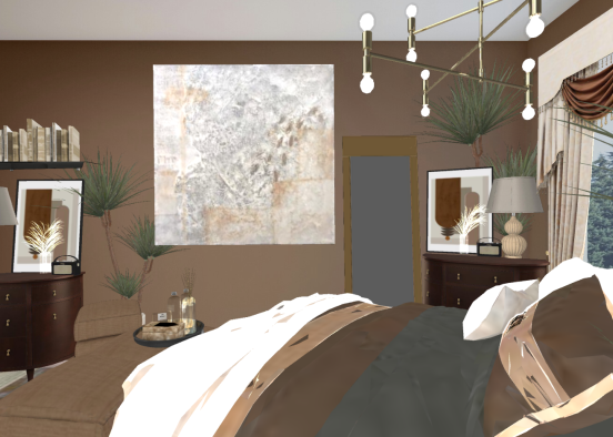 Earthy tone bedroom Design Rendering