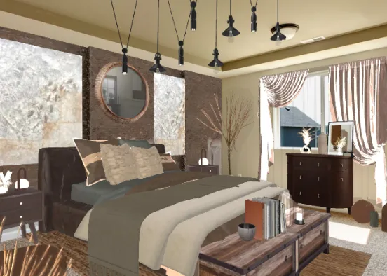 Warm earthy bedroom Design Rendering