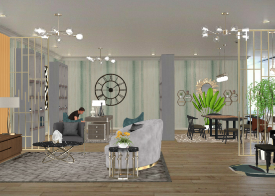 Contemporary Design for Apartment 1 (Living & Dining Area) Design Rendering