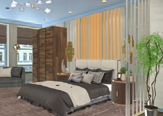 Contemporary Design for Apartment 1 (Master Bedroom Area) Design Rendering