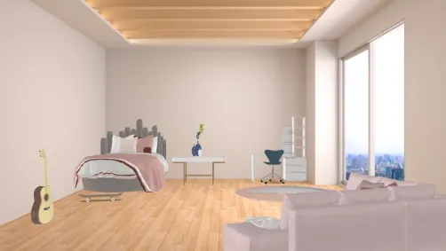 Pink blue gray bedroom