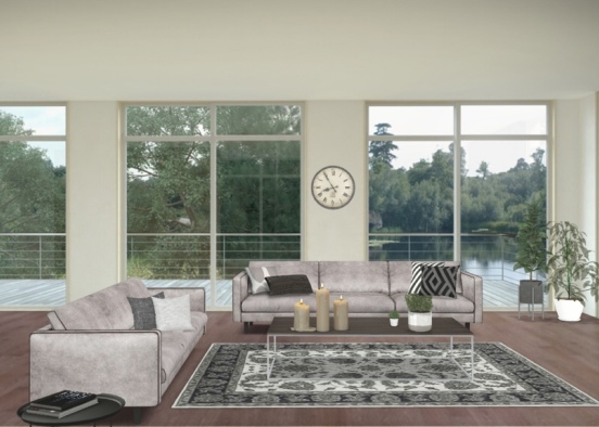 neutral living room Design Rendering