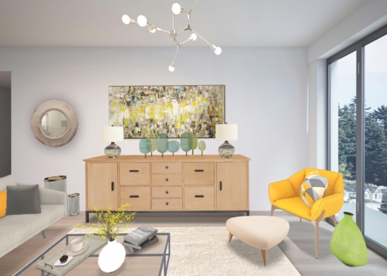 light gray living room Design Rendering