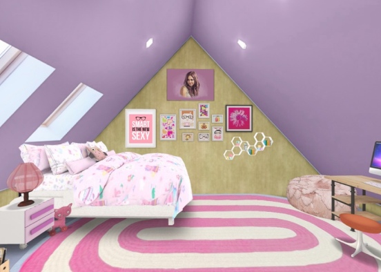 Sweet Teen Bedroom  Design Rendering