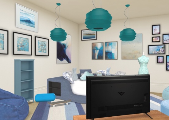 Blue Adult Bedroom  Design Rendering