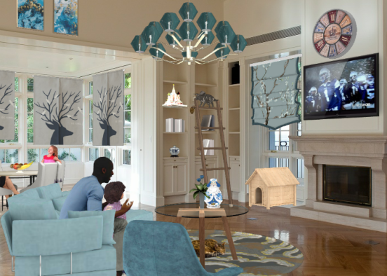 Living room for a family Design Rendering