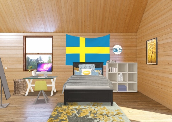 blue and yellow room Design Rendering