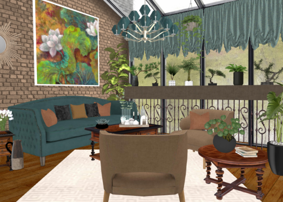 Teal Garden Room Design Rendering