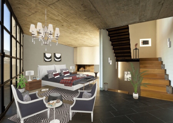camera per gli ospiti con accesso privato alla terrazza Design Rendering