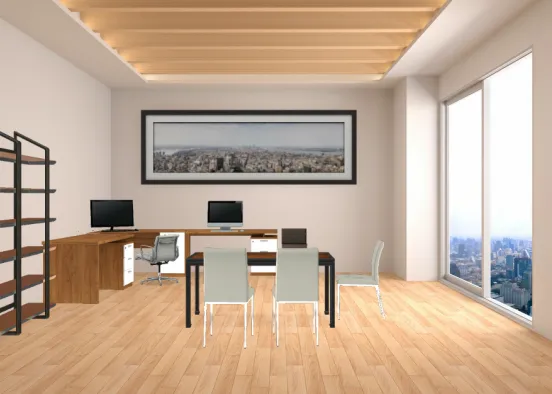Cozy Home Office Design Rendering