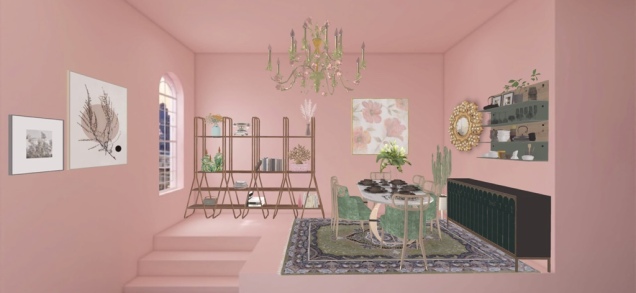 pink dining room 