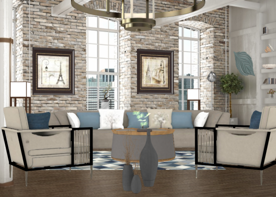 Brick living room Design Rendering