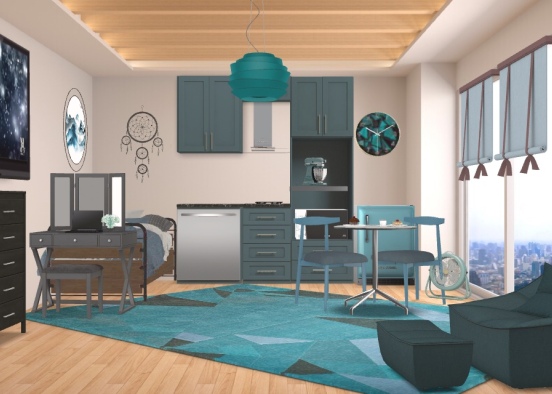 Tiny Apart-Mint dorm room Design Rendering