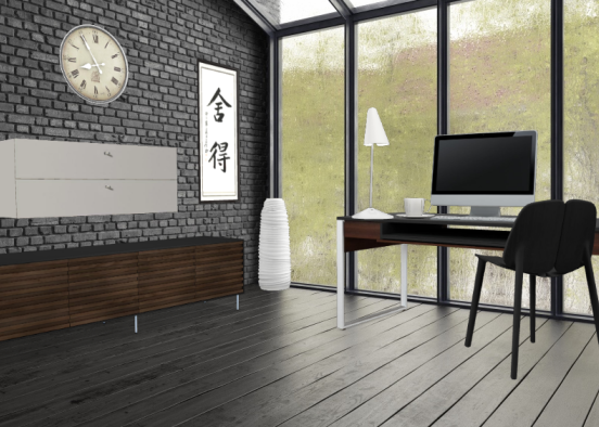 Black desk Design Rendering