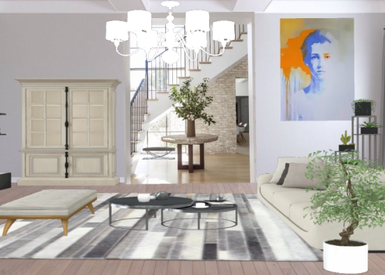 Living room with tv  Design Rendering