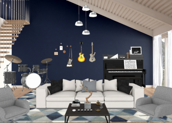 Music studio with sofa  Design Rendering