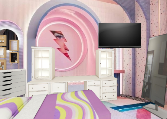 A Bedroom with a bit of P!NK Design Rendering
