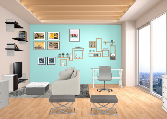 Office with video games and television area Design Rendering