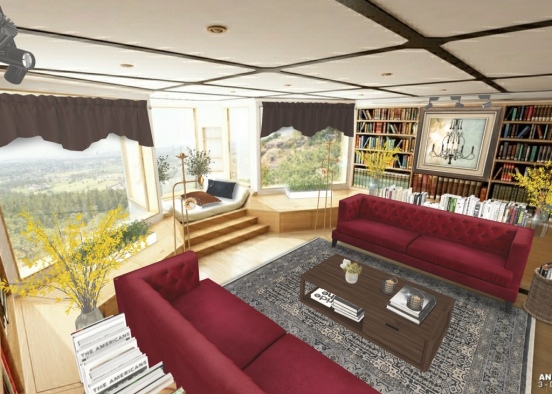 books and flowers Design Rendering