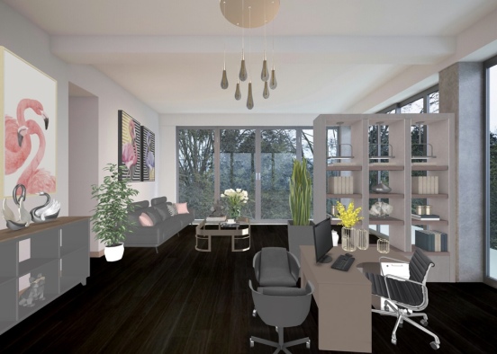 Office in the house Design Rendering
