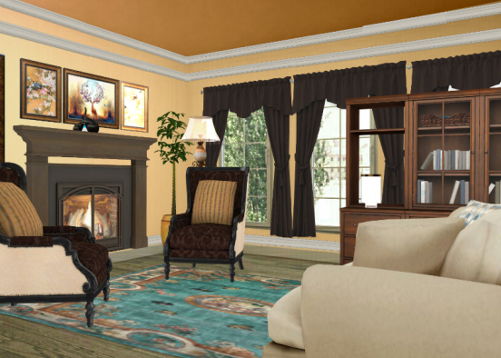 Southwestern living room Design Rendering