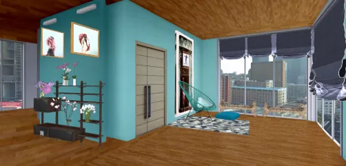 Minimalist Turquoise Living Room