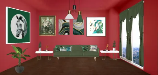 Dark Green Living Room