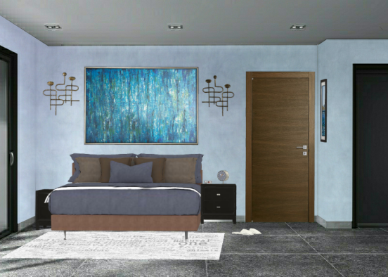 Modern old with a gray blue theme Hotel  Design Rendering