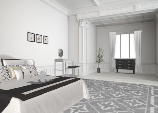 simple white & black room Design Rendering