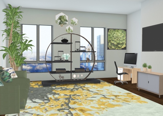A Floral Living Space Design Rendering