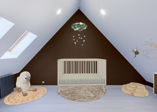 Chambre de bébé sur le thème de la forêt  Design Rendering