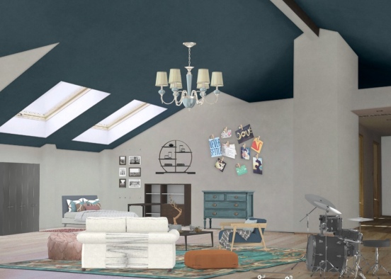 blue COLOR ,,Kids’’ room Design Rendering
