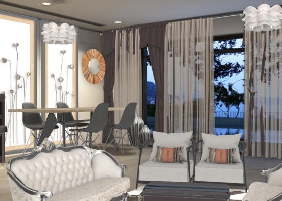 dining room with beautiful view on sea 🌊 👩‍🎨 Design Rendering