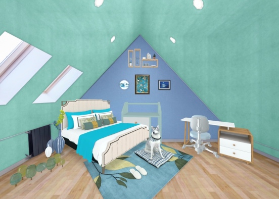 turquoise room Design Rendering