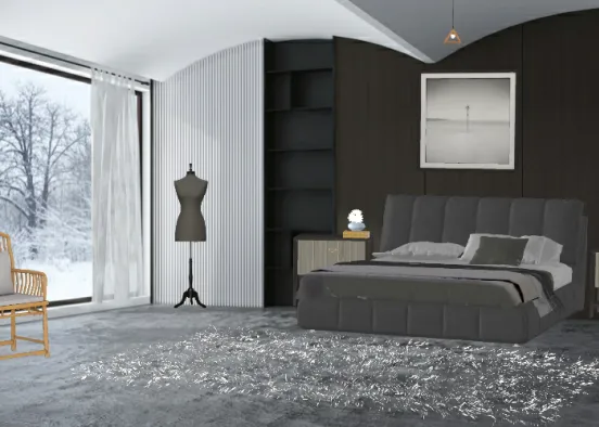 Gray Bedroom Design Rendering