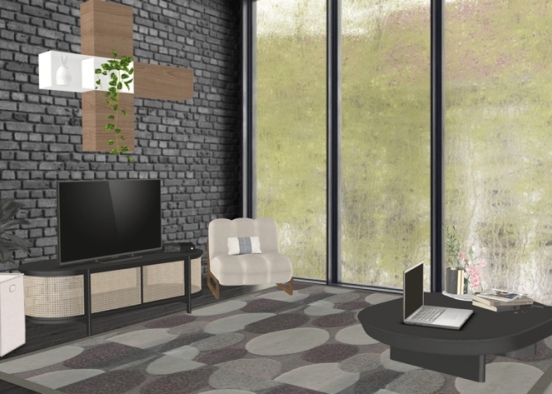 Cozy Mountainside Living Room Design Rendering