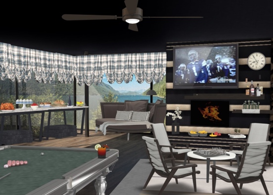 Upstairs Lounge and Playroom  Design Rendering