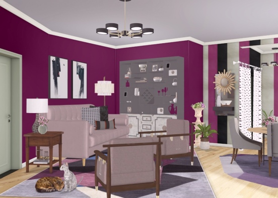 Living and Dining with color  Design Rendering