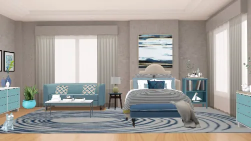 Dormitorio azul radiante
