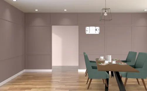 Sala da pranzo della ragazza fashion chic.             (villa) 