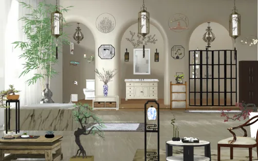 Baño estilo oriental