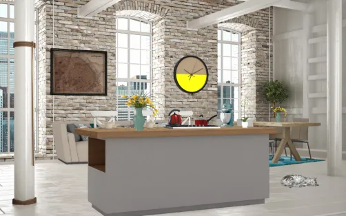 Interno residenziale e moderno,in stile industriale