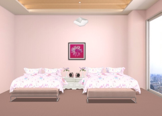 twin girls room  Design Rendering
