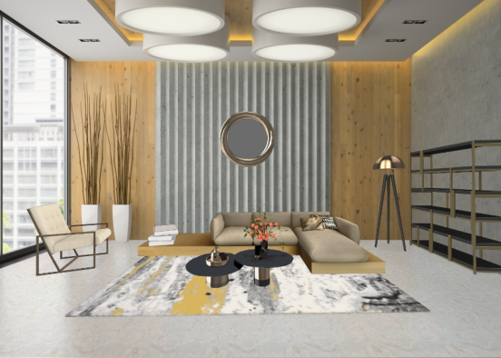 Golden Living room  Design Rendering