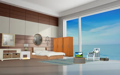 Dormitorio rústico (con vista al mar)