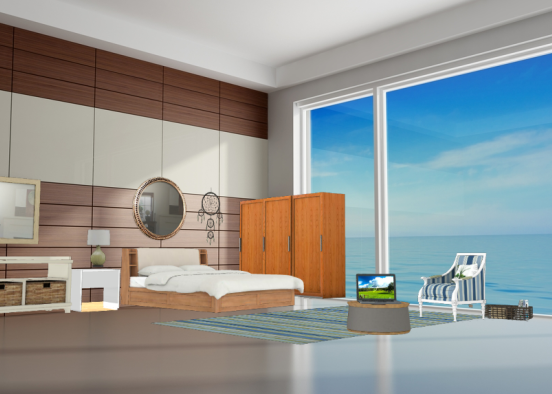 Dormitorio rústico (con vista al mar) Design Rendering