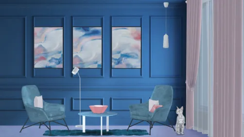 Pink Blue Family Room