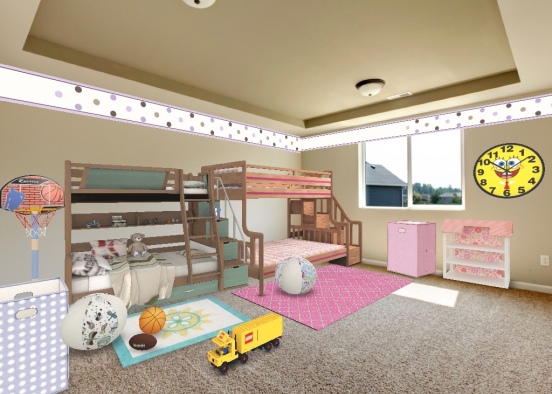 Kids Bedroom for four  Design Rendering