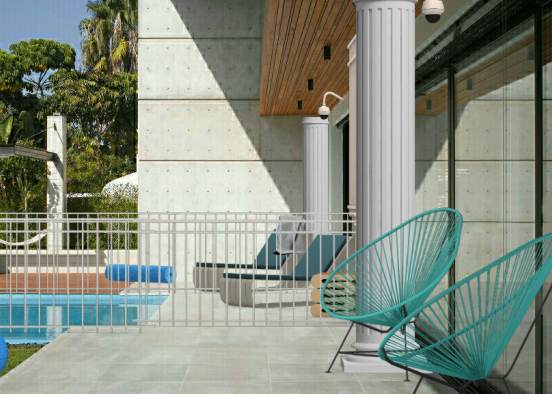 Entrada y piscina Design Rendering
